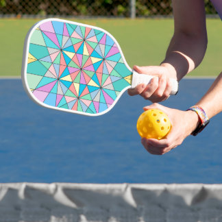 Kleurrijk Pastel Mozaïek Driehoek Ster Patroon Pickleball Paddle
