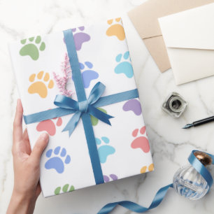 Kleurrijk Pastel Regenboog Kleuren Hond Pootjes Pa Cadeaupapier