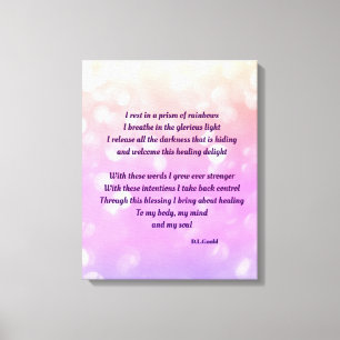 Kleurrijk pastelsparkel inspirerend hellingsgedich canvas afdruk