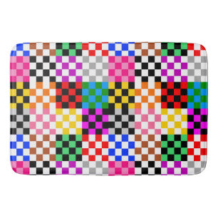 Kleurrijk Patchwork Geruit Patroonontwerp Badmat