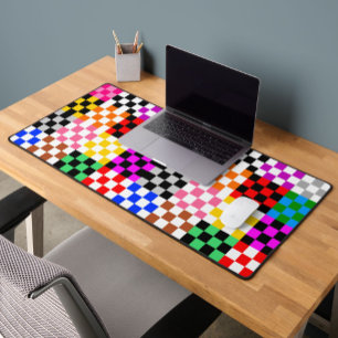 Kleurrijk Patchwork Geruit Patroonontwerp Bureaumat