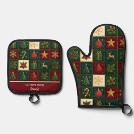 Kleurrijk Patchwork Patroon Ovenwant & Pannenlap Set