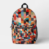 Kleurrijk Patchwork Quiltpatroon Bedrukte Rugzak (Voorkant)