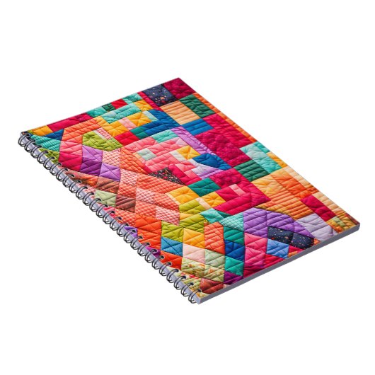 Kleurrijk Patchwork Quiltpatroon Notitieboek (Rechterzijde)