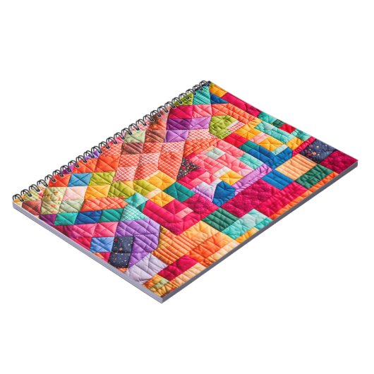 Kleurrijk Patchwork Quiltpatroon Notitieboek (Linkerzijde)