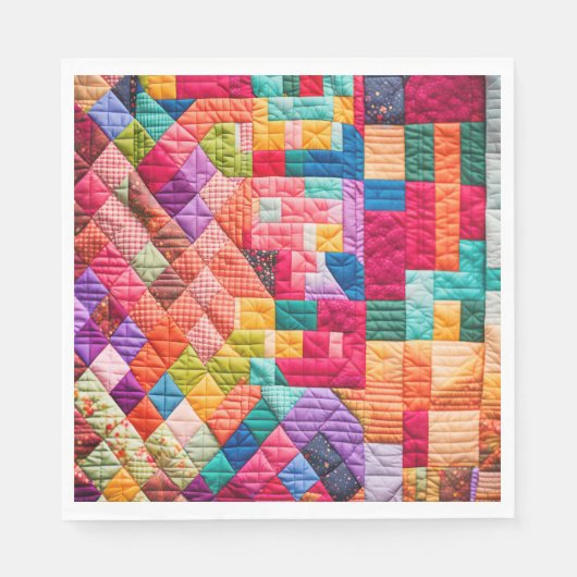 Kleurrijk Patchwork Quiltpatroon Servet (Voorkant)