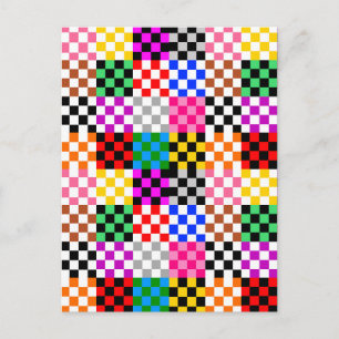 Kleurrijk Patchwork Rutpatroon Ontwerp Briefkaart