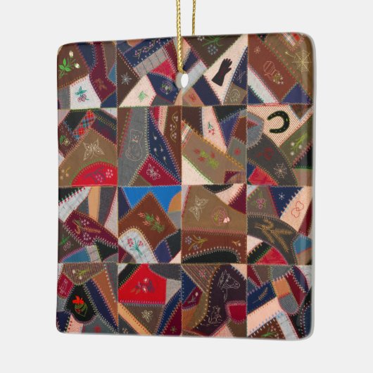 kleurrijk patchwork: stijlvol quilt design keramisch ornament (Links)