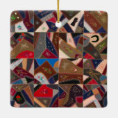  kleurrijk patchwork: stijlvol quilt design keramisch ornament (Achterkant)
