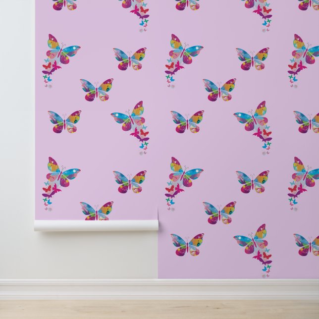 Kleurrijk Patchwork Vlinders Ontwerp Behang (Applicatie)