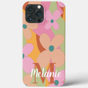 Kleurrijk patroon met groovy bloemnaam iPhone 13 pro max hoesje