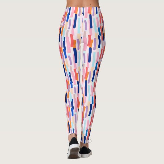 Kleurrijk patroon met penseelstreken leggings (Achterkant)