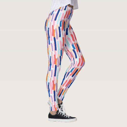 Kleurrijk patroon met penseelstreken leggings (Rechts)