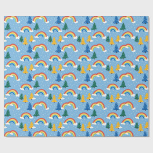 Kleurrijk patroon met regenbogen en bomen cadeaupapier