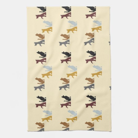 Kleurrijk patroon van katten en honden theedoek (Verticaal)