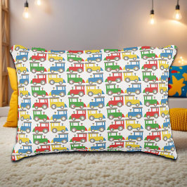 Kleurrijk patroon van kleine treinen accent kussen