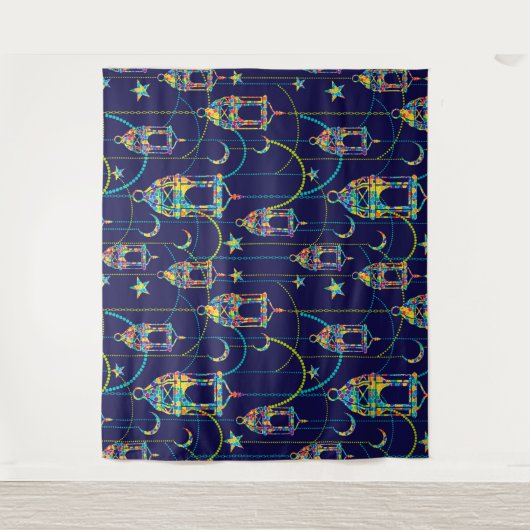 Kleurrijk patroon van ramadan-symbolen wandkleed (Voorkant)