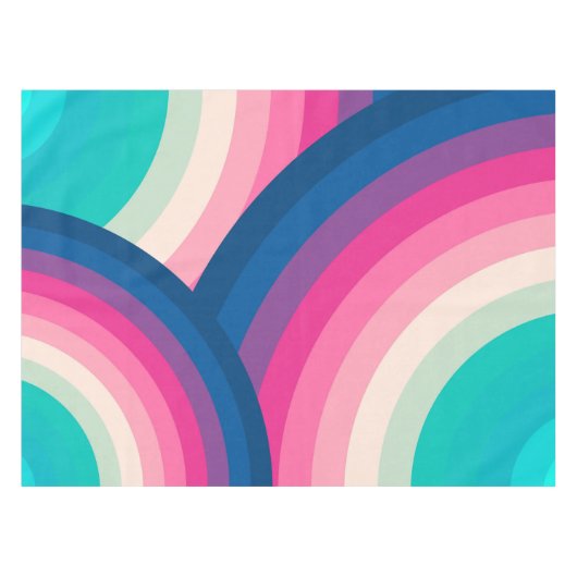 Kleurrijk patroon van regenboogcirkels | tafelkleed (Voorkant (Horizontaal))