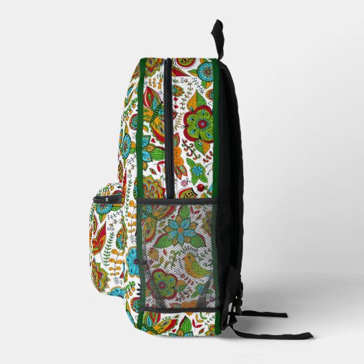 Kleurrijk patroon van retro-bloemen en vlinders bedrukte rugzak (Rechts)