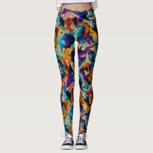 Kleurrijk patroon van vloeibaar inktontractie leggings
