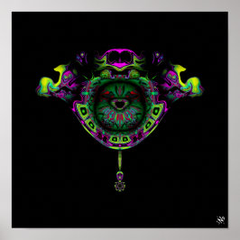 Kleurrijk patroon (vogel in een kikkernestkreeft) poster