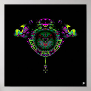 Kleurrijk patroon (vogel in een kikkernestkreeft) poster