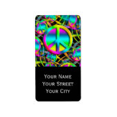 Kleurrijk PEACE naadloos patroon + uw ideeën Etiket (Voorkant)