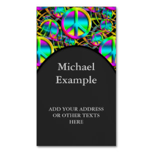 Kleurrijk PEACE naadloos patroon + uw ideeën Magnetisch Visitekaartje