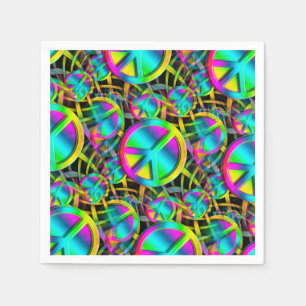 Kleurrijk PEACE naadloos patroon + uw ideeën Servet