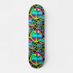 Kleurrijk PEACE naadloos patroon + uw ideeën Skateboard