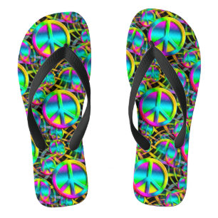 Kleurrijk PEACE naadloos patroon + uw ideeën Teenslippers