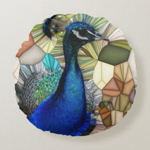 Kleurrijk Peacock Mozaïek Rond Kussen