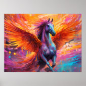 Kleurrijk Pegasus Paard Abstract schilderij Poster (Voorkant)
