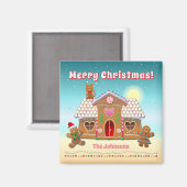 Kleurrijk peperkoekhuis met een kat op het dak magneet (Voorkant / Achterkant)