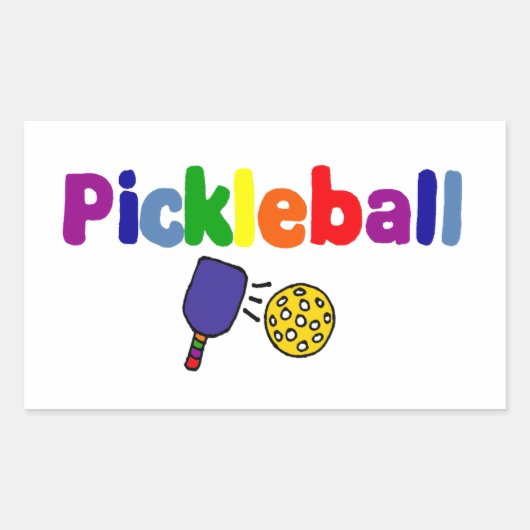 Kleurrijk Pickleball Art Design Rechthoekige Sticker (Voorkant)