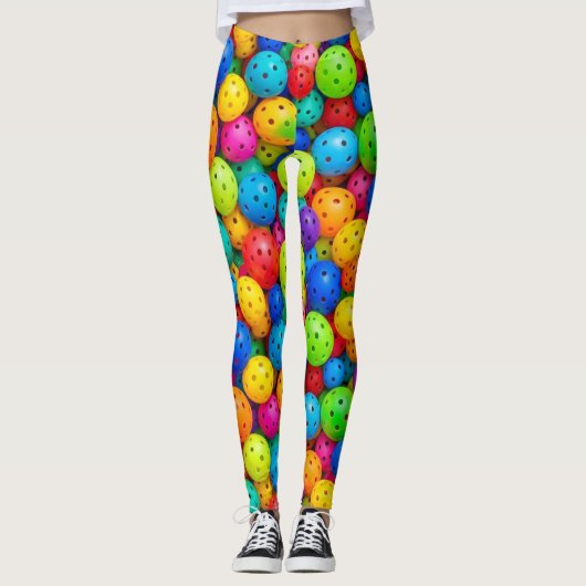 Kleurrijk Pickleball Patroon Leggings (Voorkant)