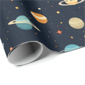 Kleurrijk Planetenpatroon Cadeaupapier (Rol Hoek)