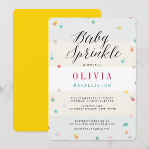 Kleurrijk Plezier Confetti Modern Script Baby Fees Kaart