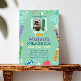 Kleurrijk Plezier Foto Preschool Afstuderen Kaart