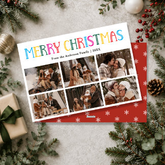 Kleurrijk Plezierig Prettig Kerstfeest 6 Fotosamen Feestdagenkaart