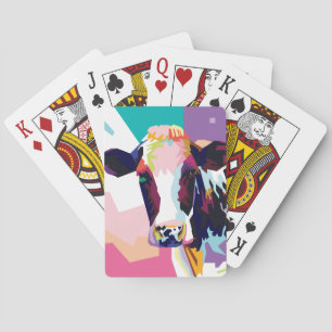 Kleurrijk Pop Art Koeportret Pokerkaarten