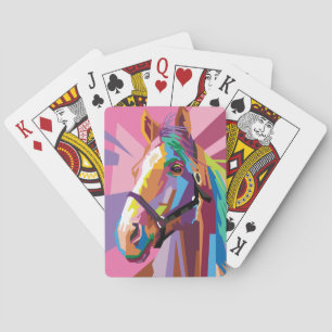 Kleurrijk Pop Art Paard Portret Pokerkaarten