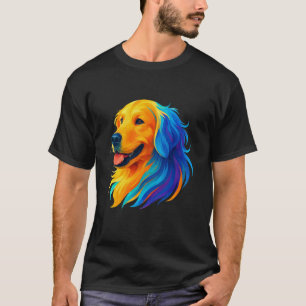 Kleurrijk Pop Art Portret van een Goudkleurige Ret T-shirt