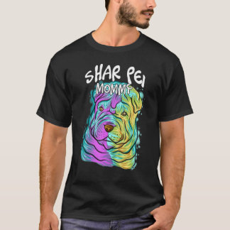 Kleurrijk Pop Portret Shar Pei Hond Moeder Moederd T-shirt
