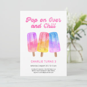Kleurrijk Popsicle Zomer Meisje 3e Verjaardag Kaart