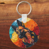 Kleurrijk portret van Duitse herdershond Sleutelhanger (Voorkant)
