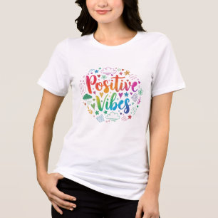 Kleurrijk positieve vibes dames T-shirt – Inspirer