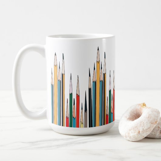 kleurrijk potlood koffiemok (Met donut)