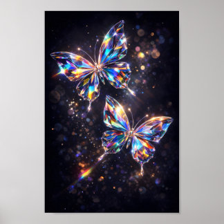 Kleurrijk Prisma Diamant Kristal Vlinder Glas Poster