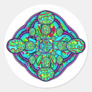 Kleurrijk psychedelisch bellenuniversum v2 ronde sticker